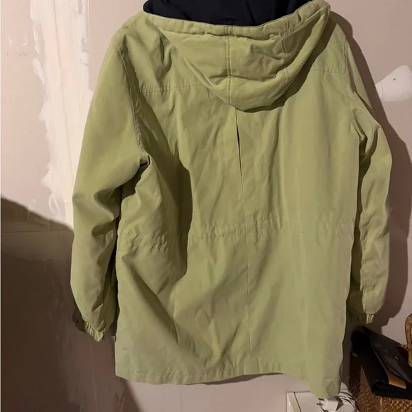 $180 London Fog Sage Green Hooded Utility Rain Jacket Size 12 - Picture 6 of 9